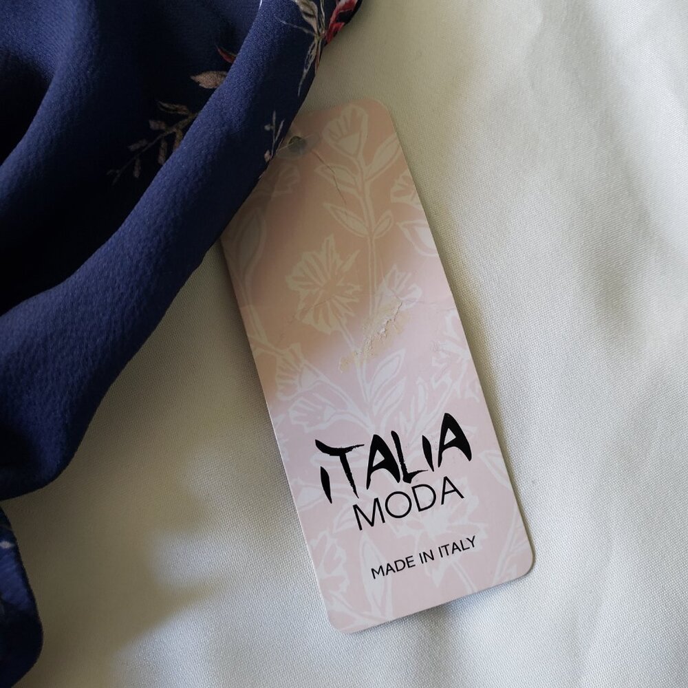 Italia Moda Floral A-Line Sleeveless Belted Lace Trim Mini Dress - Picture 3 of 9